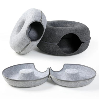 Felt Donut Cat Tunnel Bed